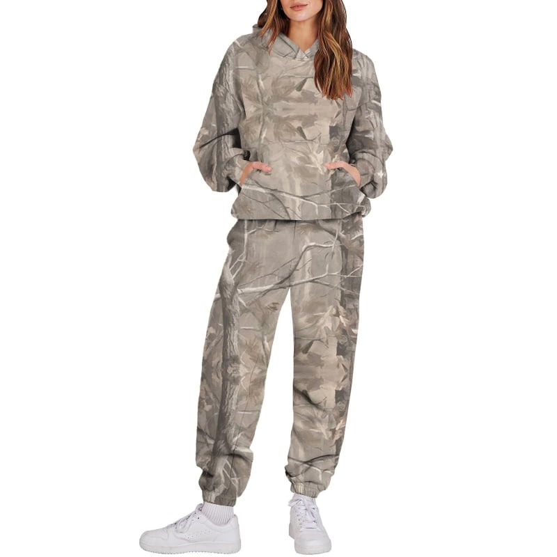 Costum de damă cu pantaloni și glugă, model copac, cu temperament transfrontalier, MC11 ML1