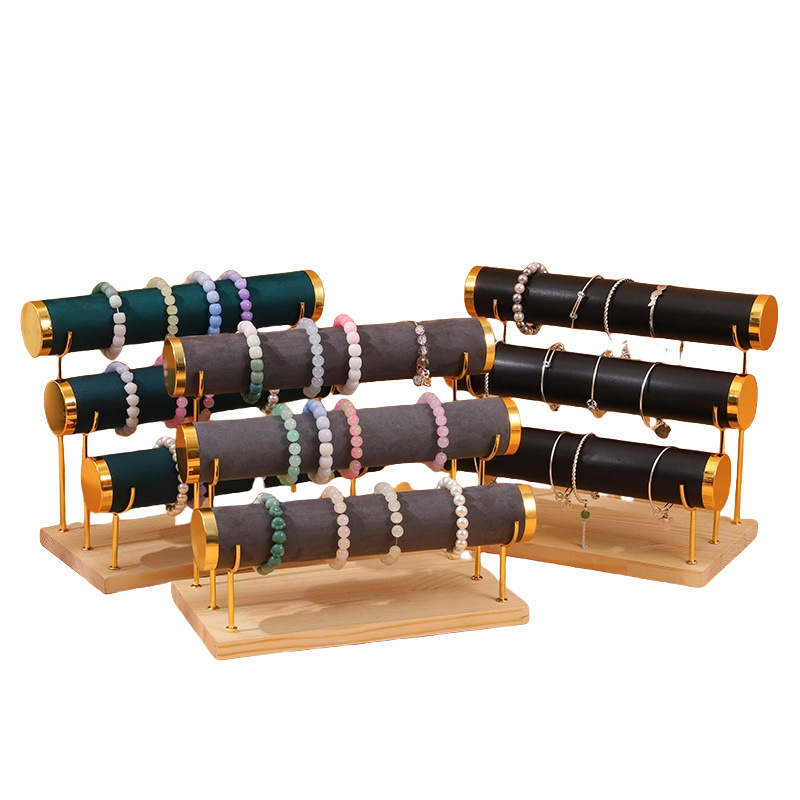 Veleprodaja nakita, stalak za narukvice, zlatni troslojni stalak za satove, stalak za narukvice, pult za nakit, stalak za rekvizite za noćnu tržnicu