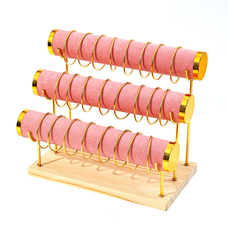 Veleprodaja nakita, stalak za narukvice, zlatni troslojni stalak za satove, stalak za narukvice, pult za nakit, stalak za rekvizite za noćnu tržnicu