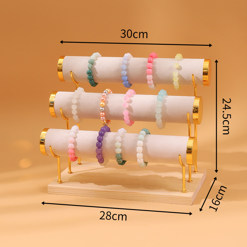 Veleprodaja nakita, stalak za narukvice, zlatni troslojni stalak za satove, stalak za narukvice, pult za nakit, stalak za rekvizite za noćnu tržnicu