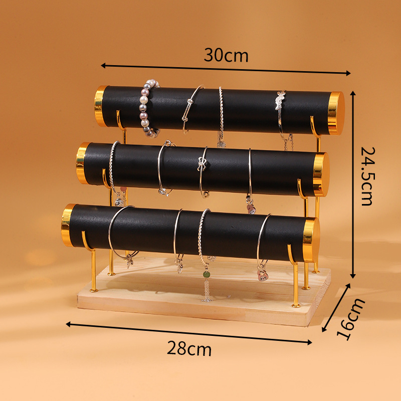 Veleprodaja nakita, stalak za narukvice, zlatni troslojni stalak za satove, stalak za narukvice, pult za nakit, stalak za rekvizite za noćnu tržnicu