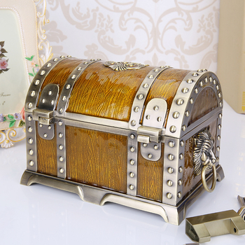 Klasikinė metalinė dėžutė, didelė dvisluoksnė europietiškos princesės rūmų papuošalų laikymo dėžutė su užraktu, vintažinė papuošalų dėžutė