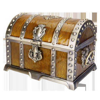 Klasikinė metalinė dėžutė, didelė dvisluoksnė europietiškos princesės rūmų papuošalų laikymo dėžutė su užraktu, vintažinė papuošalų dėžutė