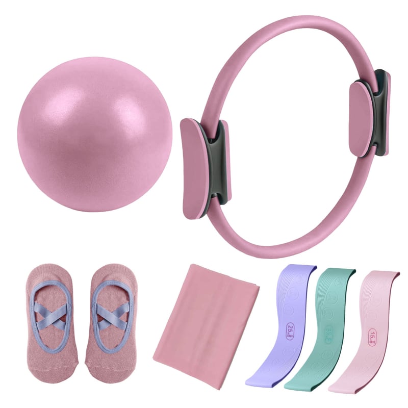 Pilates Circle Set od sedam dijelova Istezanje Pomoćni pojas Silikonski pojas za zatezanje Joga Čarape Joga Lopta od Pšenične Cijevke Kombinacija za Mršavljenje