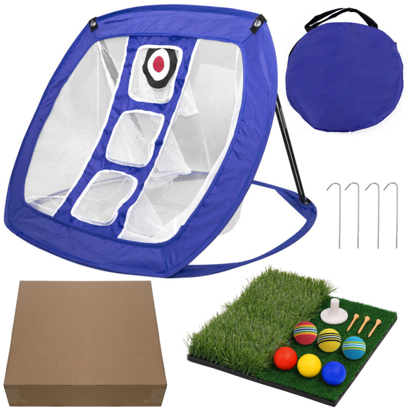 Gyári közvetlen értékesítésű golf gyakorlóháló, chipping net, négyzet alakú gyakorlóháló készlet, mini ütőmatrac készlet