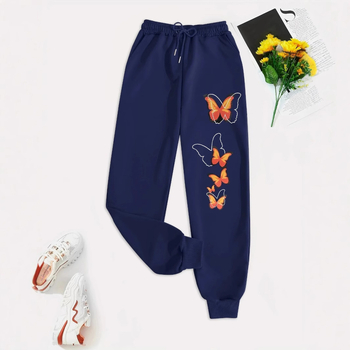 Пролетни и есенни нови Y2K тъмно готически принт на пеперуди, свободни, с висока талия, за отслабване, унисекс спортни панталони с връзки