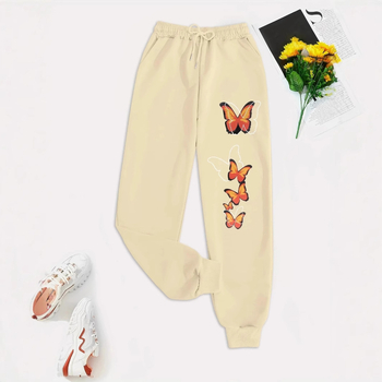 Пролетни и есенни нови Y2K тъмно готически принт на пеперуди, свободни, с висока талия, за отслабване, унисекс спортни панталони с връзки
