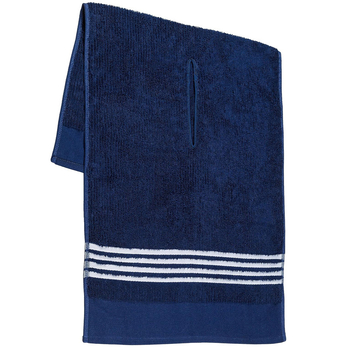 Golfo rankšluostis su perforuota anga, minkštas ir sugeriantis rankšluostis valymui, tarpvalstybinis, populiarus siuvinėtas logotipas, paruoštas pristatymui.