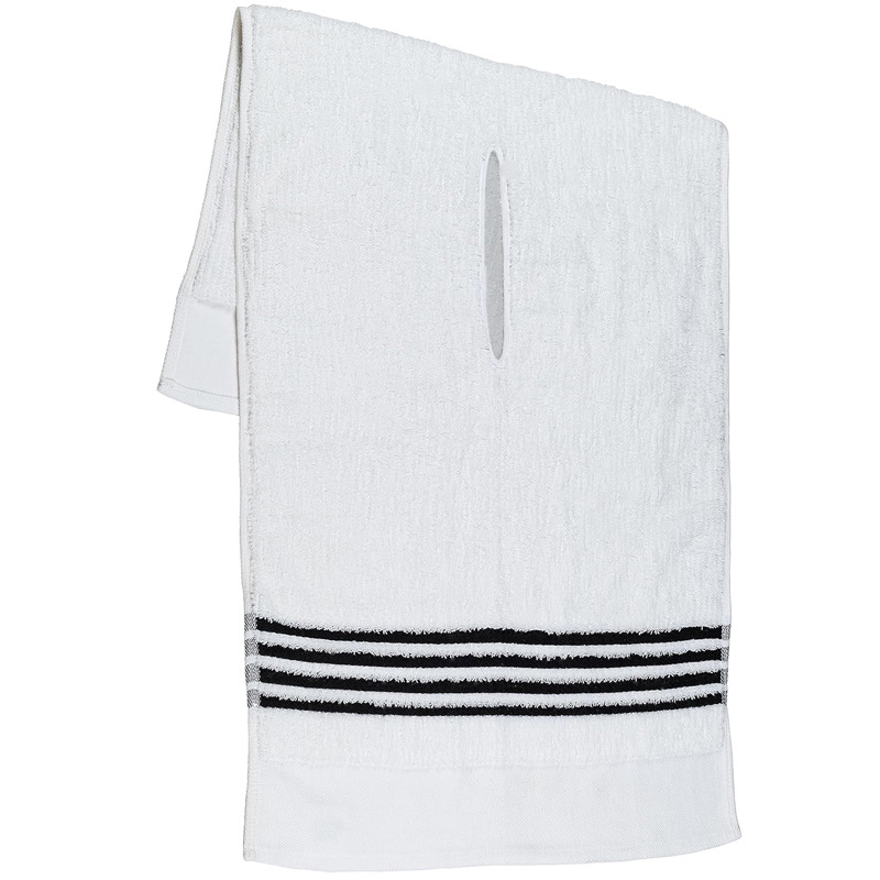 Golfo rankšluostis su perforuota anga, minkštas ir sugeriantis rankšluostis valymui, tarpvalstybinis, populiarus siuvinėtas logotipas, paruoštas pristatymui.