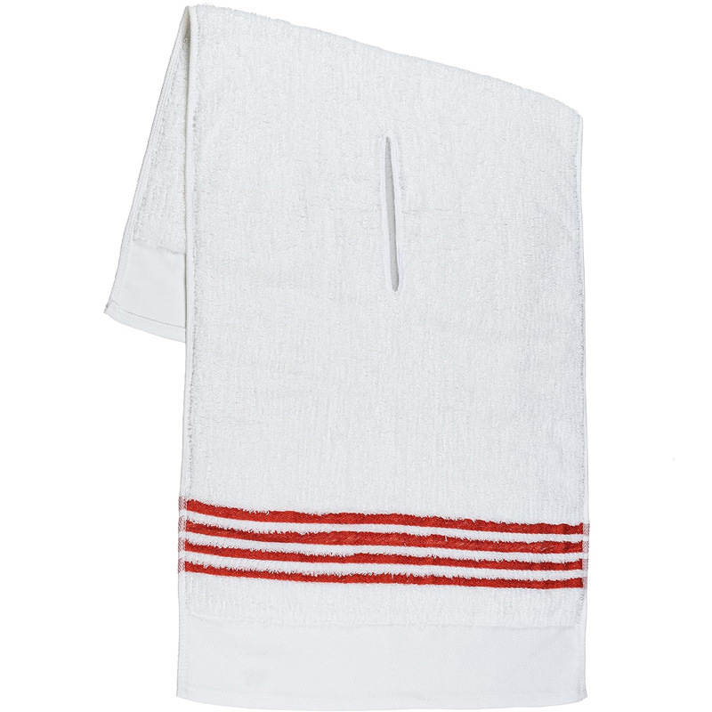 Golfo rankšluostis su perforuota anga, minkštas ir sugeriantis rankšluostis valymui, tarpvalstybinis, populiarus siuvinėtas logotipas, paruoštas pristatymui.