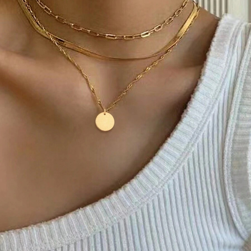 2025 Amazon új, többrétegű arany kereszt medál nyaklánc rozsdamentes acél kulcscsontlánc, akadálymentesített luxus partiékszer