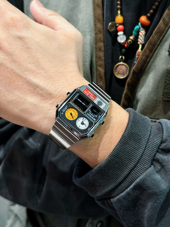 Ρετρό τετράγωνο πολυλειτουργικό ουδέτερο ρολόι υπαίθριων σπορ χαλύβδινη ζώνη αδιάβροχη μέτρηση θερμοκρασίας χρονογράφου χρονόμετρο ξυπνητήρι ηλεκτρονικό ρολόι