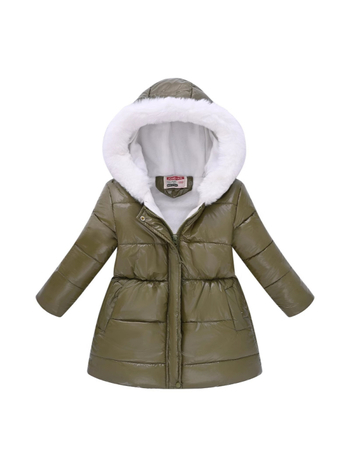 Χειμερινό καινούριο βαμβακερό παλτό για κορίτσια με κουκούλα και γούνινο γιακά, ζεστό φερμουάρ, λεπτό, απλό βαμβακερό μπουφάν χονδρικής