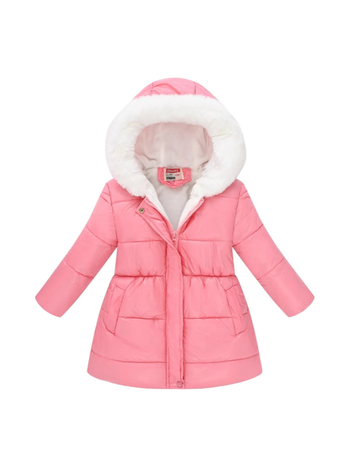 Χειμερινό καινούριο βαμβακερό παλτό για κορίτσια με κουκούλα και γούνινο γιακά, ζεστό φερμουάρ, λεπτό, απλό βαμβακερό μπουφάν χονδρικής