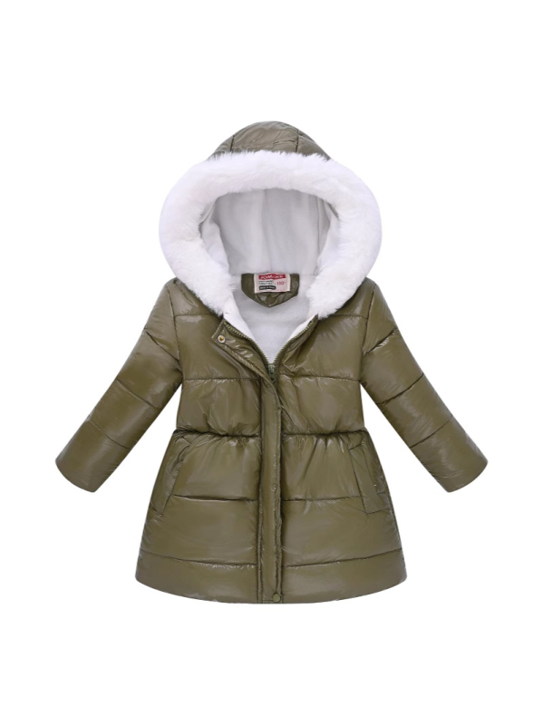 Lányka határokon átnyúló téli új pamutkabát kapucnis szőrmegallérral, meleg cipzáras hosszú ujjú, vékony, egyszerű pamutdzseki nagykereskedelemben