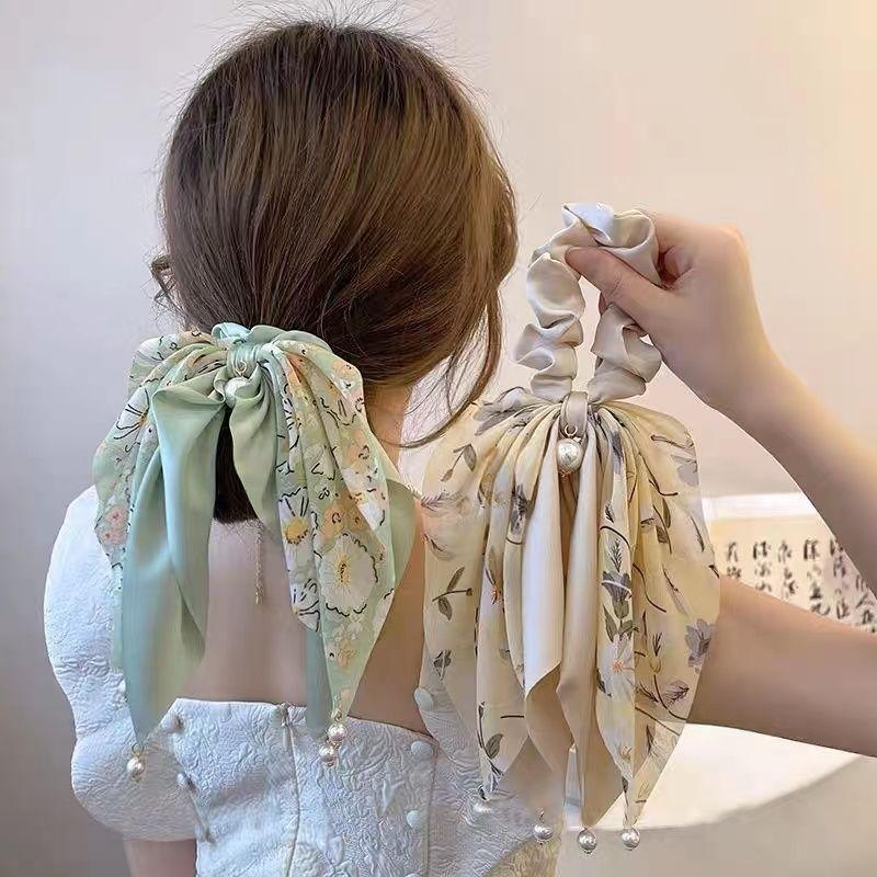 Elegantiškas plaukų segtukas su karoliukais ir kaspinu, plaukų aksesuaras moterims, vasarinė „High-J“ stiliaus arklio uodega