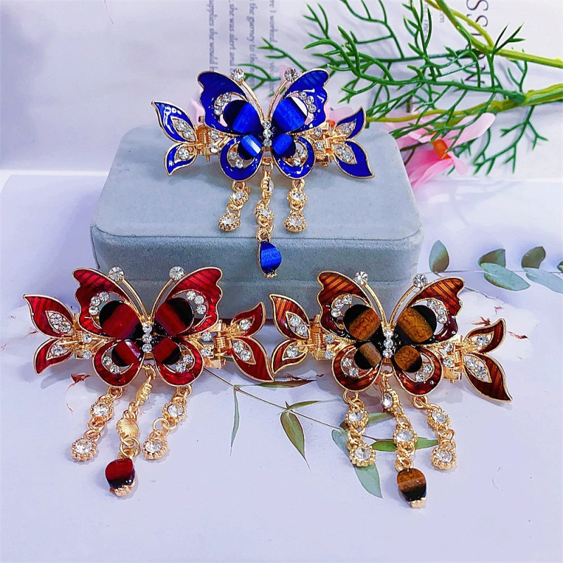 Kopča za kosu s dopaminskim leptirom u korejskom stilu, drevna kopča s resicama i rakom, nova elegantna ukosnica za kosu, kopča za kosu koja se uklapa u sve stilove