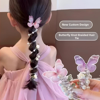 Gyermek Pillangó Gyöngy Telefonvonal Hajperec Lány Lány Lófarok Buborék Fonott Hajkötél Lány Hajpánt Sapkák