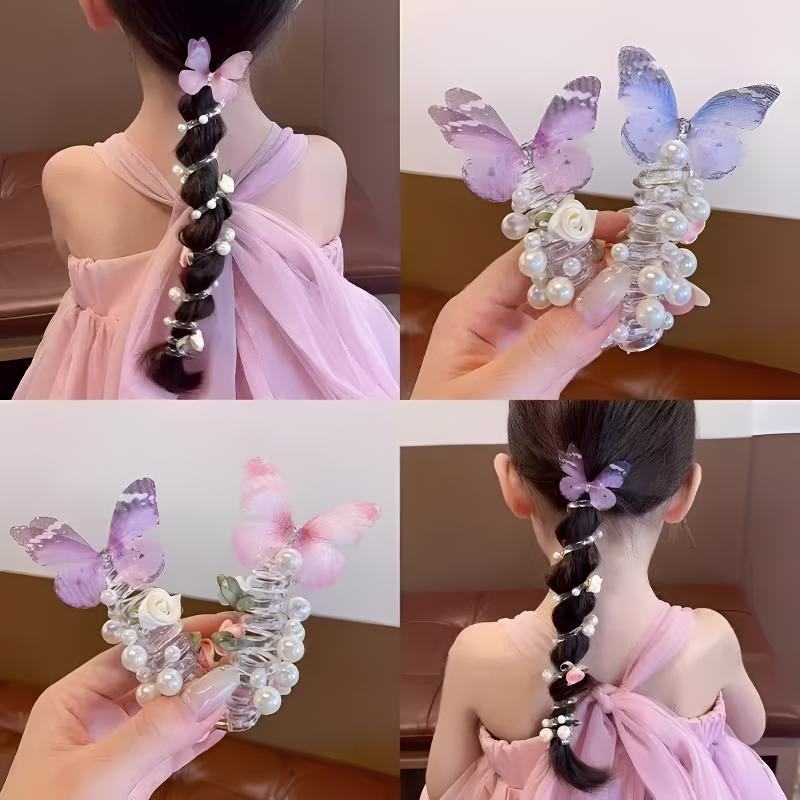 Gyermek Pillangó Gyöngy Telefonvonal Hajperec Lány Lány Lófarok Buborék Fonott Hajkötél Lány Hajpánt Sapkák