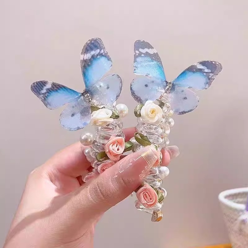 Gyermek Pillangó Gyöngy Telefonvonal Hajperec Lány Lány Lófarok Buborék Fonott Hajkötél Lány Hajpánt Sapkák