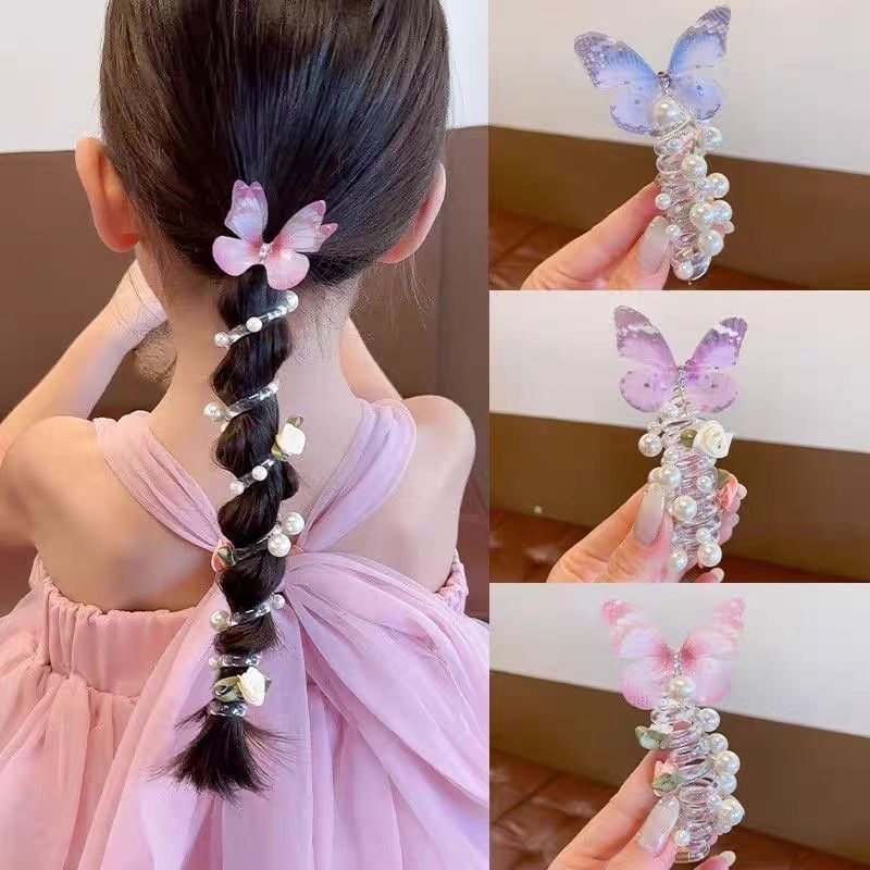 Gyermek Pillangó Gyöngy Telefonvonal Hajperec Lány Lány Lófarok Buborék Fonott Hajkötél Lány Hajpánt Sapkák