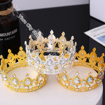 Populiari tarpvalstybinė baroko stiliaus nuotakos karūna, tiara, karalienės rutulinės suknelės karūna su įvairių spalvų gėlių dekoracijomis