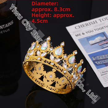 Populiari tarpvalstybinė baroko stiliaus nuotakos karūna, tiara, karalienės rutulinės suknelės karūna su įvairių spalvų gėlių dekoracijomis