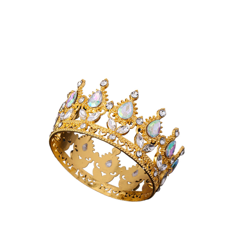 Populiari tarpvalstybinė baroko stiliaus nuotakos karūna, tiara, karalienės rutulinės suknelės karūna su įvairių spalvų gėlių dekoracijomis