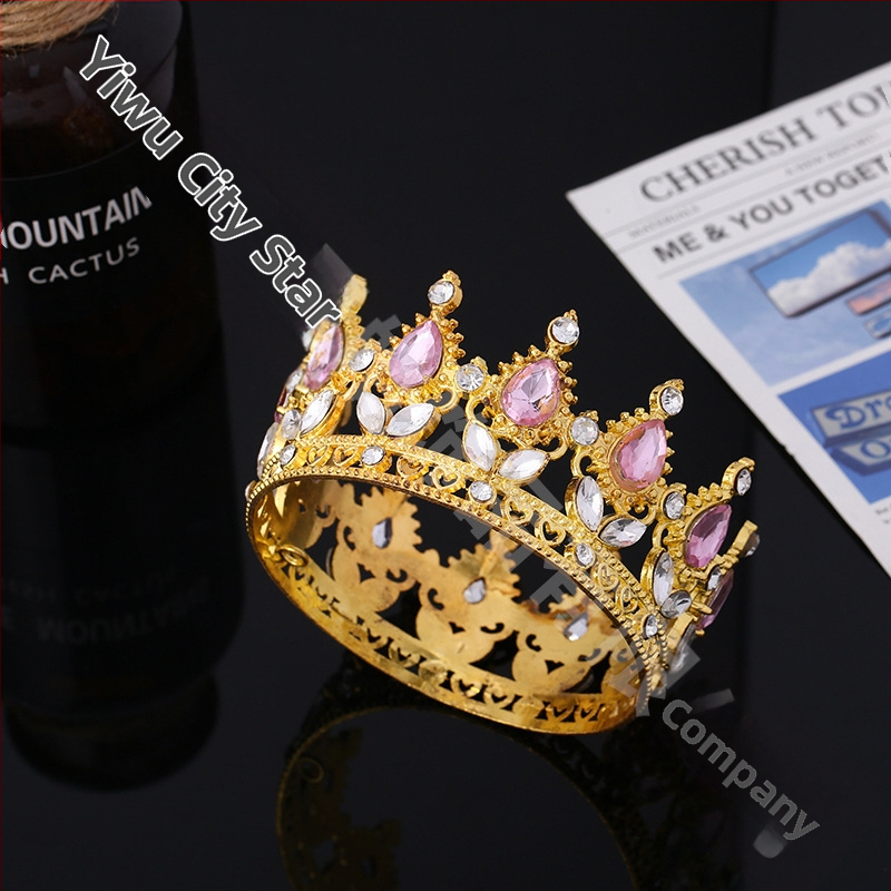 Populiari tarpvalstybinė baroko stiliaus nuotakos karūna, tiara, karalienės rutulinės suknelės karūna su įvairių spalvų gėlių dekoracijomis