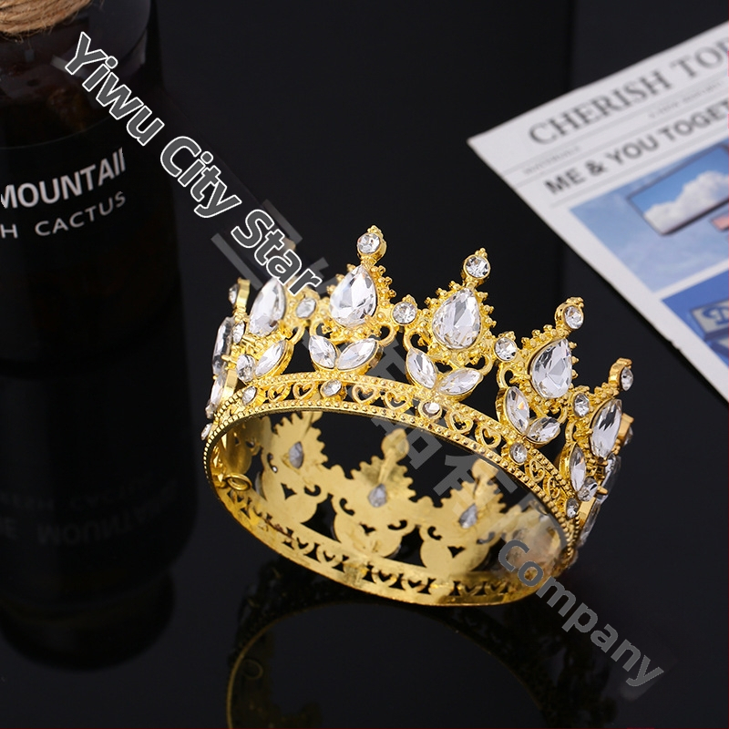 Populiari tarpvalstybinė baroko stiliaus nuotakos karūna, tiara, karalienės rutulinės suknelės karūna su įvairių spalvų gėlių dekoracijomis