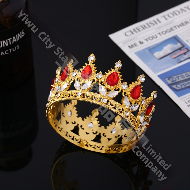 Populiari tarpvalstybinė baroko stiliaus nuotakos karūna, tiara, karalienės rutulinės suknelės karūna su įvairių spalvų gėlių dekoracijomis