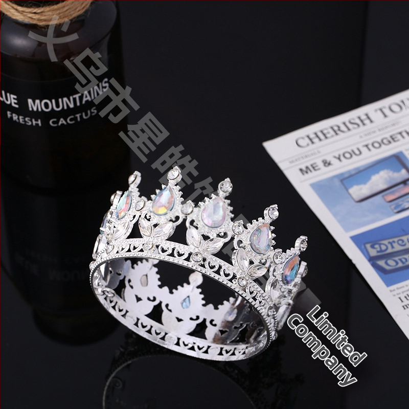 Populiari tarpvalstybinė baroko stiliaus nuotakos karūna, tiara, karalienės rutulinės suknelės karūna su įvairių spalvų gėlių dekoracijomis