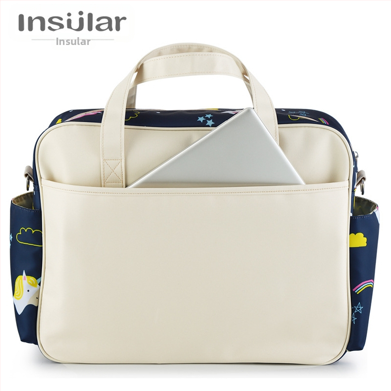 Yinxiuli Водоустойчива найлонова чанта за през рамо с щампа, преносима чанта за майка и бебе с голям капацитет, за през граница