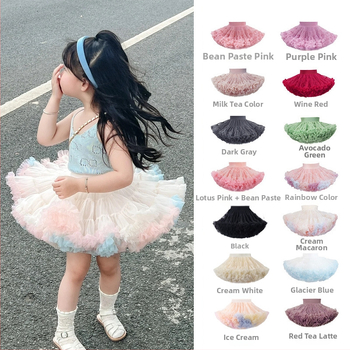 Aukštos kokybės 2 kartų vaikiškas TUTU sijonas, pilnai tinklinis, platus juosmuo, pūstas princesės sijonas, užsienio prekyba, tarpvalstybinė plaukų karta.