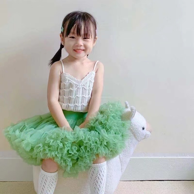 Aukštos kokybės 2 kartų vaikiškas TUTU sijonas, pilnai tinklinis, platus juosmuo, pūstas princesės sijonas, užsienio prekyba, tarpvalstybinė plaukų karta.