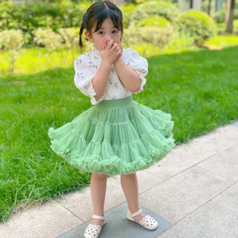 Aukštos kokybės 2 kartų vaikiškas TUTU sijonas, pilnai tinklinis, platus juosmuo, pūstas princesės sijonas, užsienio prekyba, tarpvalstybinė plaukų karta.