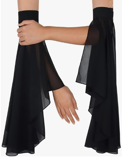 Γυναικεία διπλά γοτθικά μαύρα γάντια μάγισσας με δαντέλα και μανίκια, βικτοριανά αξεσουάρ για βαμπίρ