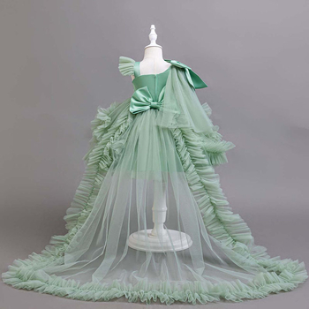 Piiriülene uus tüdrukute sünnipäevakleit printsessikleit lillelise tüdruku esinemiskleit suure sabaga võrkkangast laste kleit