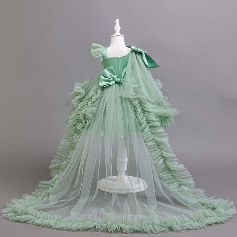 Piiriülene uus tüdrukute sünnipäevakleit printsessikleit lillelise tüdruku esinemiskleit suure sabaga võrkkangast laste kleit