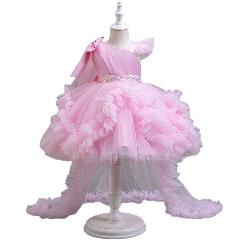 Piiriülene uus tüdrukute sünnipäevakleit printsessikleit lillelise tüdruku esinemiskleit suure sabaga võrkkangast laste kleit