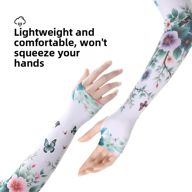 Градински ръкави за слънцезащита, дамски градински цветя, засаждане на слънцезащитен сенник, хладен за езда на открито, ледена коприна, слънцезащитен сенник, ледени ръкави на едро