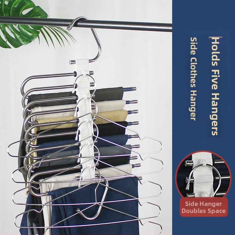 Nerūdijančio plieno kelnių stovas, daugiafunkcis sulankstomas pakabukas, buitinis stebuklingas laikymo stovas, drabužių spinta, kelnių segtukas, daugiasluoksnė lentyna