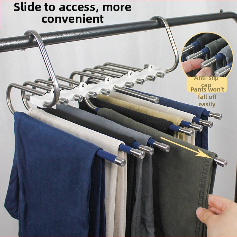 Nerūdijančio plieno kelnių stovas, daugiafunkcis sulankstomas pakabukas, buitinis stebuklingas laikymo stovas, drabužių spinta, kelnių segtukas, daugiasluoksnė lentyna