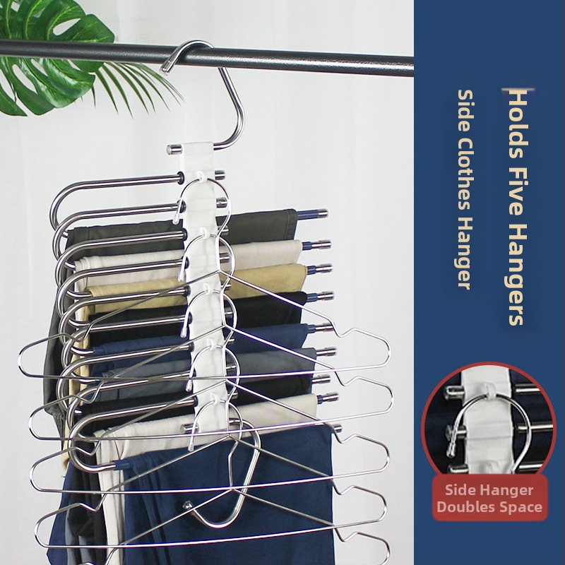 Nerūdijančio plieno kelnių stovas, daugiafunkcis sulankstomas pakabukas, buitinis stebuklingas laikymo stovas, drabužių spinta, kelnių segtukas, daugiasluoksnė lentyna