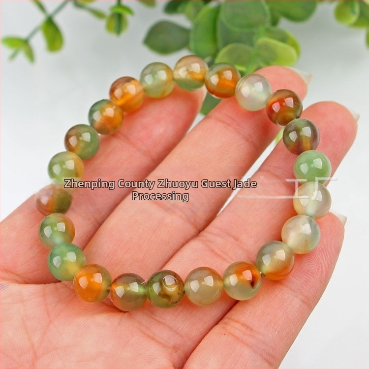 Brățară de agat cu mărgele rotunde din agat de păun, brățară cu mărgele de butoi de bambus, en-gros, mărgele mici de orez, bijuterii de mână pentru bărbați și femei