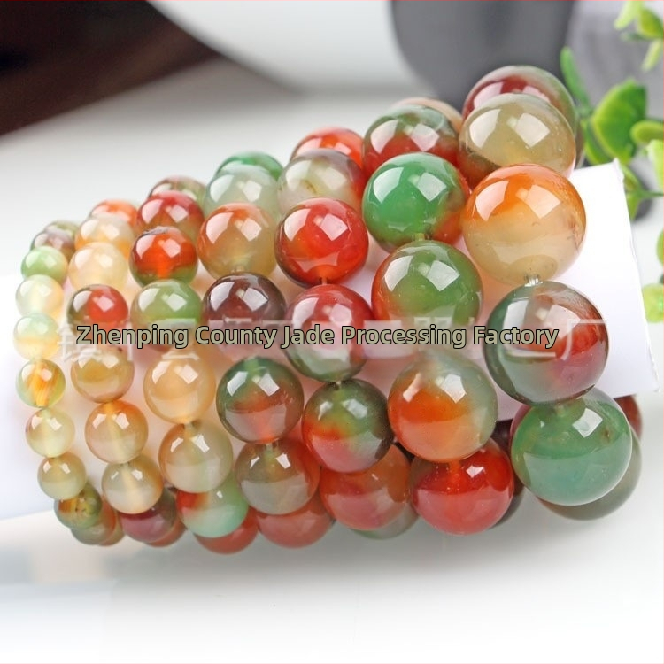 Brățară de agat cu mărgele rotunde din agat de păun, brățară cu mărgele de butoi de bambus, en-gros, mărgele mici de orez, bijuterii de mână pentru bărbați și femei