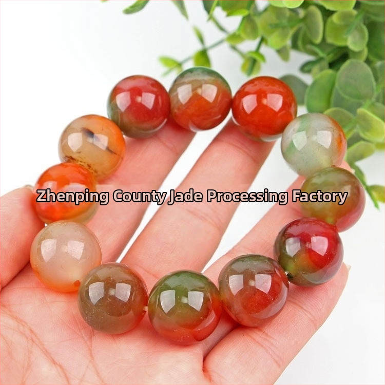 Brățară de agat cu mărgele rotunde din agat de păun, brățară cu mărgele de butoi de bambus, en-gros, mărgele mici de orez, bijuterii de mână pentru bărbați și femei