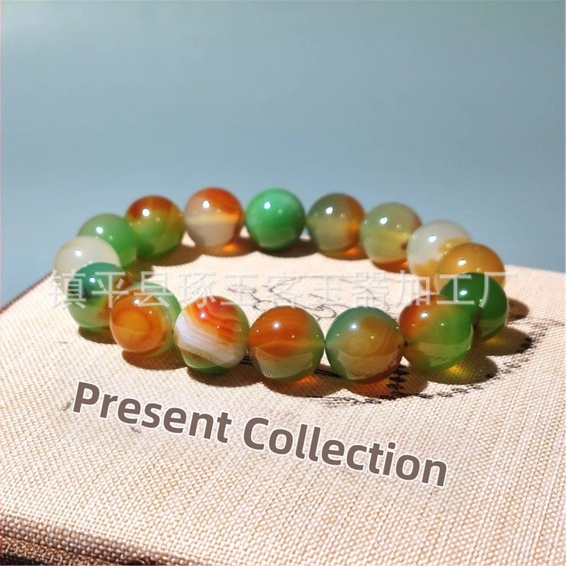 Βραχιόλι από αχάτη, στρογγυλές χάντρες από παγώνι αχάτη, χάντρες από μπαμπού, βαρέλι, βραχιόλι χονδρικής, μικρές χάντρες ρυζιού, ανδρικά και γυναικεία κοσμήματα χειρός