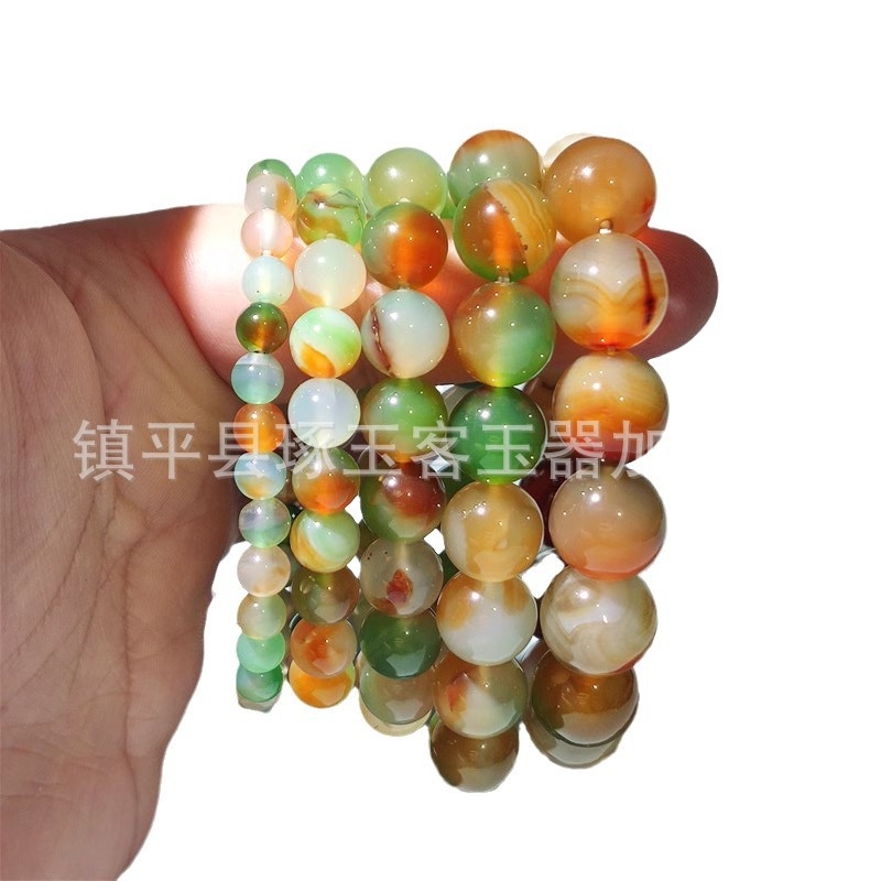 Brățară de agat cu mărgele rotunde din agat de păun, brățară cu mărgele de butoi de bambus, en-gros, mărgele mici de orez, bijuterii de mână pentru bărbați și femei