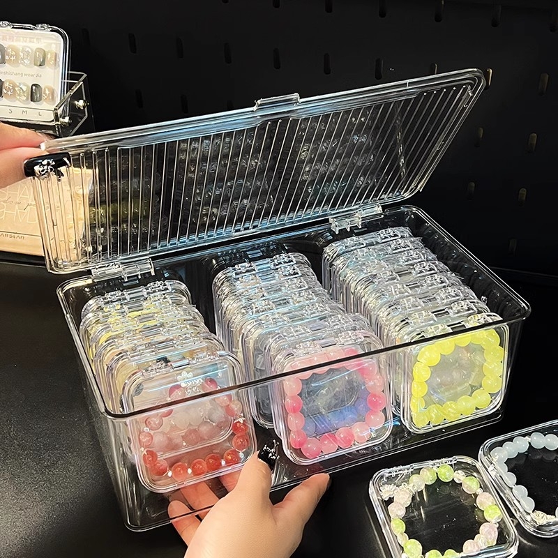 Kézzel készített tárolódoboz karkötő nyaklánc ékszer wenwan kristály porálló speciális kis átlátszó akril ékszerdoboz